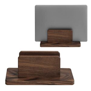 Bright Stone Vertical Laptop Stand,Walnut Wood Vertical Laptop Holder and MacBook Stand,Desk Setup,Desktop Organizer,Suitable for MacBook,Laptop,Books,Phone