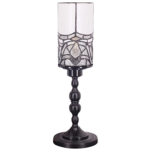 RHLAMPS Small Tiffany Lamp Mini Stained Glass Candlestick Table Lamp W4H15 Inch White Style Memory Accent Lamp Decor Bedroom