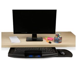 mind reader anchor collection, undermount sliding keyboard drawer with compartment and mouse pad, black