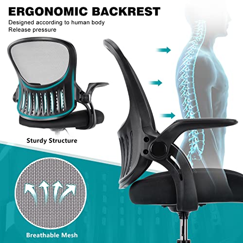 edx Drafting Chair Tall Office Chair, Tall Standing Desk Chair Counter Height Tall Adjustable Office Chair with Flip-up Arms/Wheels, Mid Back Mesh Office Drafting Chairs for Standing Desk