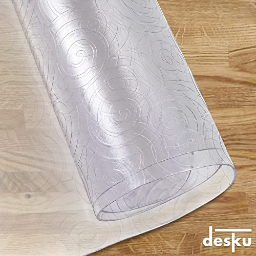 DeskU Office Desk Chair Mat - for Hard Floors, Clear Swirl Spiral Pattern, 46 Inches x 60 Inches, Made in The USA