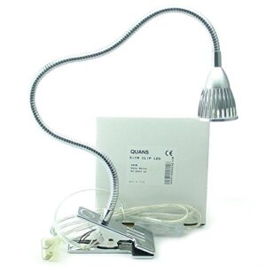 quans 5w 5x1w warm white 19.68inch clamp clip on gooseneck high power led desk table light lamp ultra bright silver