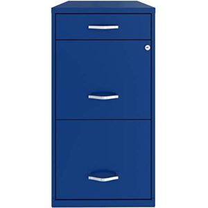 hirsh industries space solutions 18in deep 3 drawer metal organizer file cabinet blue, letter size, fully assembled