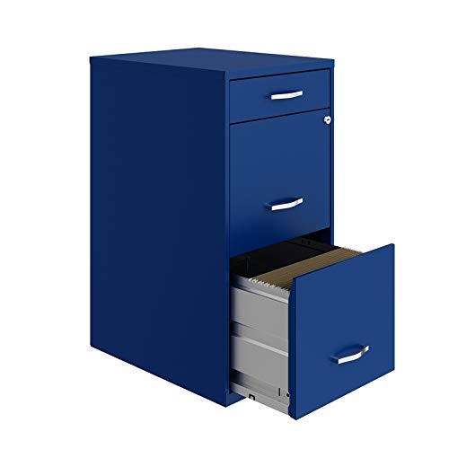 Hirsh Industries Space Solutions 18in Deep 3 Drawer Metal Organizer File Cabinet Blue, Letter Size, Fully Assembled