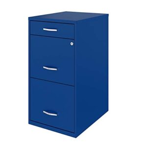 Hirsh Industries Space Solutions 18in Deep 3 Drawer Metal Organizer File Cabinet Blue, Letter Size, Fully Assembled
