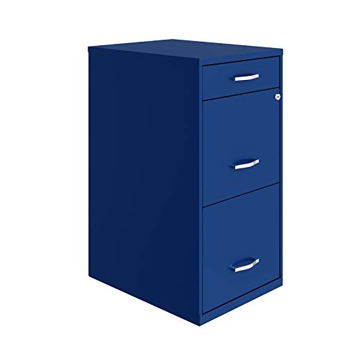 Hirsh Industries Space Solutions 18in Deep 3 Drawer Metal Organizer File Cabinet Blue, Letter Size, Fully Assembled