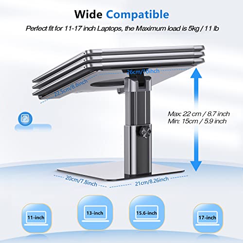 Shmyby Laptop Stand, Ergonomic Aluminum Laptop Stand for Desk, Adjustable Laptop Riser Compatible with MacBook, Air, Pro, Dell XPS, HP, Xiaomi, Samsung, and Other 10-17 inches laptops