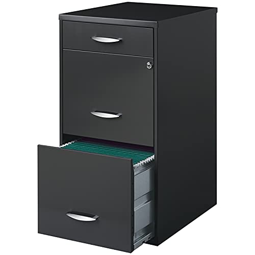 Hirsh Industries Space Solutions 18 inch 3 Drawer Metal File Cabinet with Pencil Drawer Charcoal