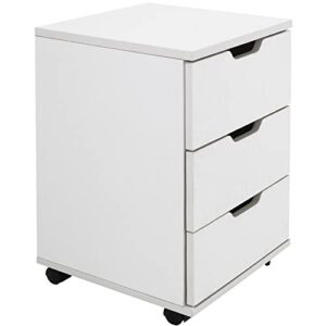 sunon 3-drawer vertical filing cabinet rolling wood mobile file cabinets under desk for home office with casters (white, non-assembled)