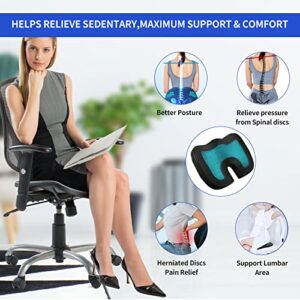 Gel Enhanced Seat Cushion - Memory Foam Chair Pillow with Cooling Gel for Sciatica Coccyx Back & Tailbone Pain Relief - Office Chair Car Seat Cushion