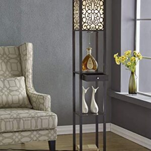 Artiva USA A808101EX Etagere Shelf Floor lamp with Drawer, 63", Expresso