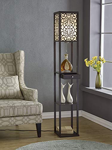 Artiva USA A808101EX Etagere Shelf Floor lamp with Drawer, 63", Expresso