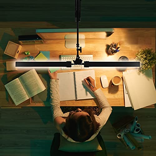 EOOKU LED Desk Lamps with Clamp, Double Head Swing Arm Desk Lamps for Home Office, Task Lamp Architect 24W 160pcs LED Lights Eyes-Care, 3 Color Modes, Stepless Dimming, Flexible Gooseneck Arms