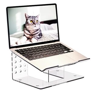 raince acrylic laptop stand: premium clear laptop stand for desk. stable & ergonomic design with anti-slip & scratch protection. compatible with 10 to 16 inch laptops