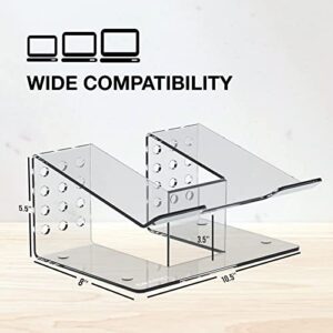 RAINCE Acrylic Laptop Stand: Premium Clear Laptop Stand for Desk. Stable & Ergonomic Design with Anti-Slip & Scratch Protection. Compatible with 10 to 16 inch Laptops