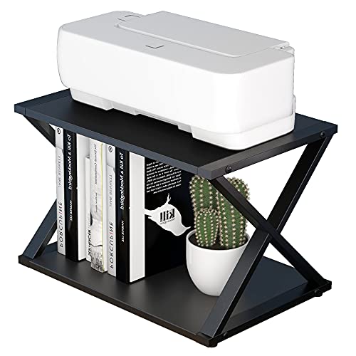 ZENPHN Desktop Printer Stand, Small Home Printer Stand, 2 Tier Desk Organizer with Adjustable Non-Slip Feet for Home and Office, Black