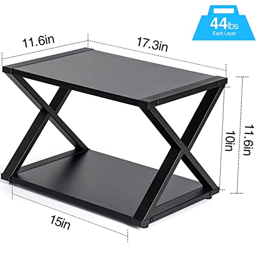 ZENPHN Desktop Printer Stand, Small Home Printer Stand, 2 Tier Desk Organizer with Adjustable Non-Slip Feet for Home and Office, Black