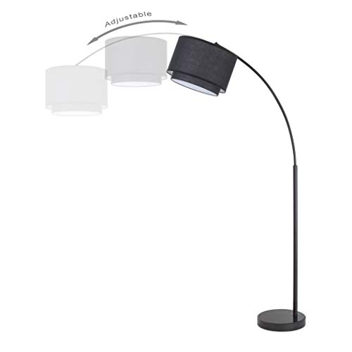 Major-Q Modern 81" Arc Tall Living Room-Stand Up Arching Drum Shade Large Floor Lamp for Dinning/ Bedrooms-Corner Lamp for Office Lighting Black