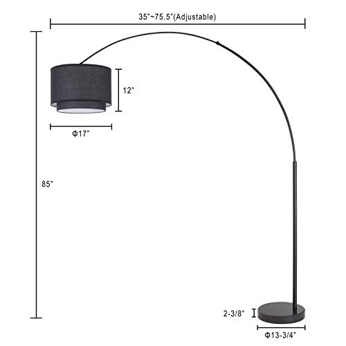 Major-Q Modern 81" Arc Tall Living Room-Stand Up Arching Drum Shade Large Floor Lamp for Dinning/ Bedrooms-Corner Lamp for Office Lighting Black