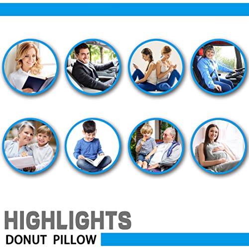 Donut Pillow Hemorrhoid Tailbone Cushion – Seat Cushion Pain Relief for Coccyx, Prostate, Sciatica, Pelvic Floor, Pressure Sores, Pregnancy, Perineal Surgery, 15.7 x 15.7 Inches