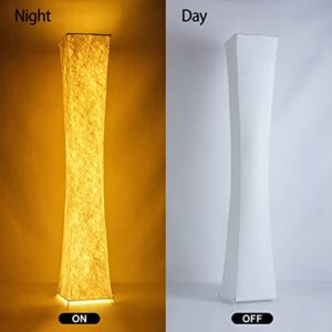 Omgomne Modern 61" Floor Standing Lamps with Remote Control,16 Colors Softlighting White Square Linen Shade LED Tall Lamps for Bedroom Play Kids Room