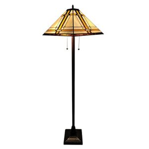 Amora Tiffany Floor Lamp Torchiere - Vintage Standing Light Floor Lamp - 61” Tall Floor Stained Glass Lamp - Tiffany Floor Lamps for Living Room