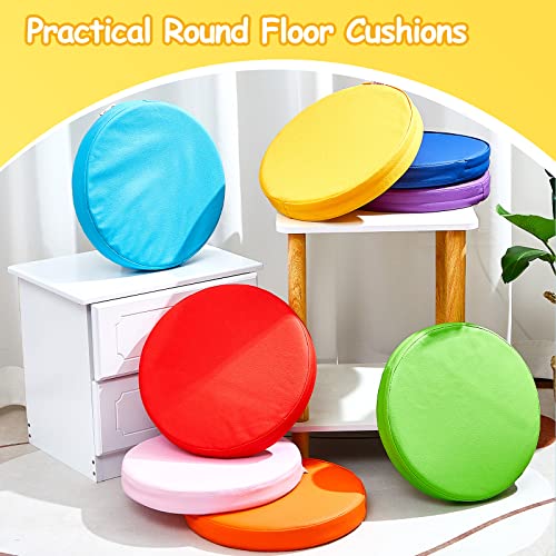 Marsui 8 Pcs 16 Inch Round Floor Cushions Flexible Seating Cushions 3.2 Inch Thicked Soft Foam Circle Seats Round Floor Seating Assorted Colored Floor Cushion for Kids, Adults, School, Office, Home