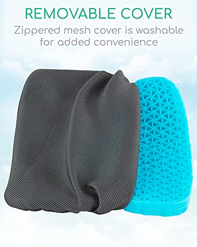 Gel Seat Cushion (Gray) by Xtra-Comfort - Seat Pad for Cars, Outdoors, Kitchens, Offices and Wheelchairs - Butt Cushion for Coccyx, Tailbone Pain and Lower Back, Sciatica Issues - Sitting Upholstery