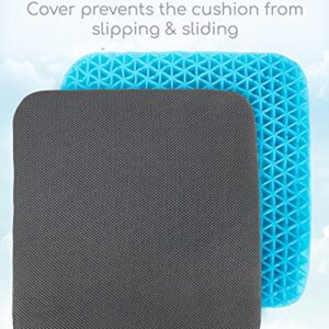 Gel Seat Cushion (Gray) by Xtra-Comfort - Seat Pad for Cars, Outdoors, Kitchens, Offices and Wheelchairs - Butt Cushion for Coccyx, Tailbone Pain and Lower Back, Sciatica Issues - Sitting Upholstery