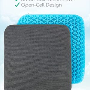 Gel Seat Cushion (Gray) by Xtra-Comfort - Seat Pad for Cars, Outdoors, Kitchens, Offices and Wheelchairs - Butt Cushion for Coccyx, Tailbone Pain and Lower Back, Sciatica Issues - Sitting Upholstery