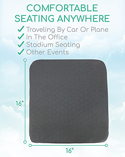 Gel Seat Cushion (Gray) by Xtra-Comfort - Seat Pad for Cars, Outdoors, Kitchens, Offices and Wheelchairs - Butt Cushion for Coccyx, Tailbone Pain and Lower Back, Sciatica Issues - Sitting Upholstery