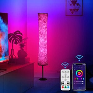 ailgely floor lamp, rgb color changing led standing lamp, smart lamp app control, modern floor lamp with diy mode, music sync and white fabric shade, for living room bedroom study room cafe shop