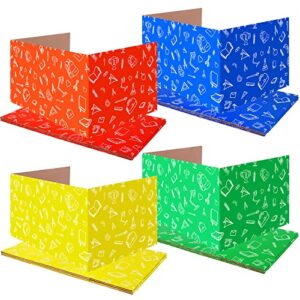 12 pack study carrel reduces distractions privacy boards desk divider desk privacy panel privacy folders for students classroom set for school table office supplies, 4 colors, 54 x 12 inches