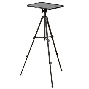 vivo universal aluminum tripod folding projector stand, height adjustable tilting laptop stand with tray, nylon bag included, for home and office, black, stand-vp01t