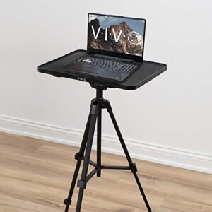 VIVO Universal Aluminum Tripod Folding Projector Stand, Height Adjustable Tilting Laptop Stand with Tray, Nylon Bag Included, for Home and Office, Black, STAND-VP01T
