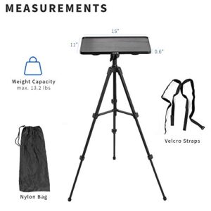VIVO Universal Aluminum Tripod Folding Projector Stand, Height Adjustable Tilting Laptop Stand with Tray, Nylon Bag Included, for Home and Office, Black, STAND-VP01T