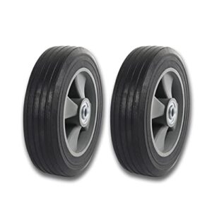 (2- pack) run-flat solid rubber replacement tire 8″ x 2” with a 1/2″ axle for hand trucks, wheelbarrows, dollies, trolleys and more – run flat with 500 lbs max load
