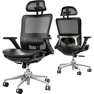 ergear office chair, ergonomic office chair, high back desk chair with headrest and 5d flip-up arms, adjustable lumbar support computer chair, swivel mesh chair