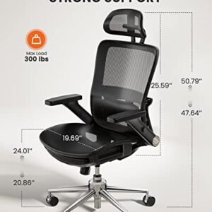 ErGear Office Chair, Ergonomic Office Chair, High Back Desk Chair with Headrest and 5D Flip-up Arms, Adjustable Lumbar Support Computer Chair, Swivel Mesh Chair