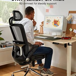 ErGear Office Chair, Ergonomic Office Chair, High Back Desk Chair with Headrest and 5D Flip-up Arms, Adjustable Lumbar Support Computer Chair, Swivel Mesh Chair