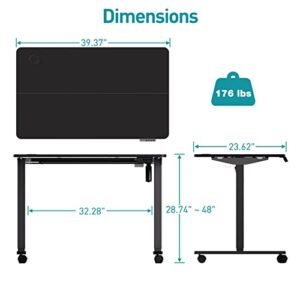 WOKA 40 x 24 Inches Electric Standing Desk,Adjustable Height Stand up Desk with Memory Controller, Sit Stand Desk for Home Office, Adjustable Motorized Desks with Splice Board, Black