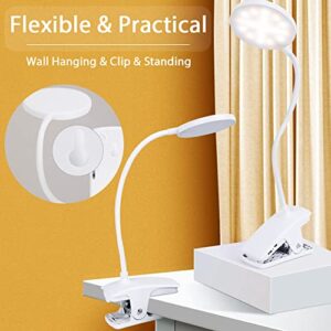 Clip on Light with Hanging, Reading Lights for Books in Bed, 3 Color Reading Lamp for Bedside Table, Desk Light Clip Lamp, Battery Operation Desk Lamp with Clamp, Bed Lamp, Cordless Lamp for Headboard