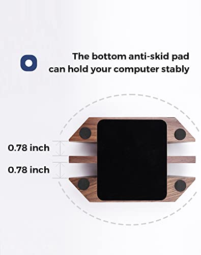 MOYUART Vertical Laptop Stand, MacBook Stand Wood, Vertical Laptop Holder for Desk, Widen Dock Fits All MacBook/Surface pro/Samsung/HP/Dell/Chrome Book(Black Walnut)