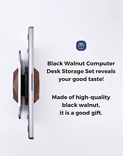 MOYUART Vertical Laptop Stand, MacBook Stand Wood, Vertical Laptop Holder for Desk, Widen Dock Fits All MacBook/Surface pro/Samsung/HP/Dell/Chrome Book(Black Walnut)