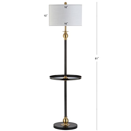 JONATHAN Y JYL3002A Evans 61" Metal LED End Table Floor Lamp, Modern, Contemporary, Traditional, Glam, Elegant, Office, Living Room, Family Room, Dining Room, Bedroom, Hallway, Foyer, Black/Brass