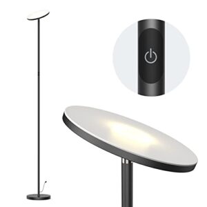 oyu led floor lamp, led torchiere floor lamp, lamp that lights up whole room, bright floor lamp 30w/2500lm, 3000k-6500k with night light mode & touch control, led floor lamps for living room, bedroom