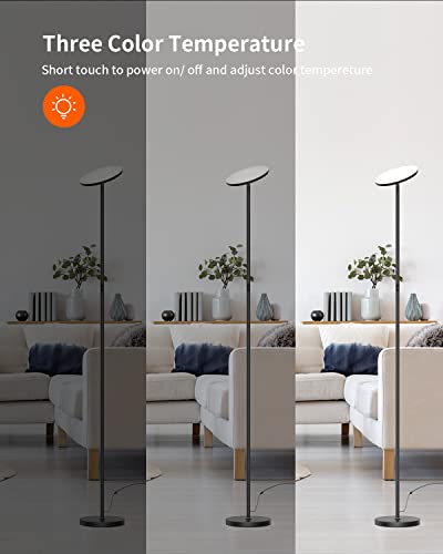 OYU LED Floor Lamp, LED Torchiere Floor Lamp, Lamp That Lights Up Whole Room, Bright Floor Lamp 30W/2500LM, 3000K-6500K with Night Light Mode & Touch Control, LED Floor Lamps for Living Room, Bedroom