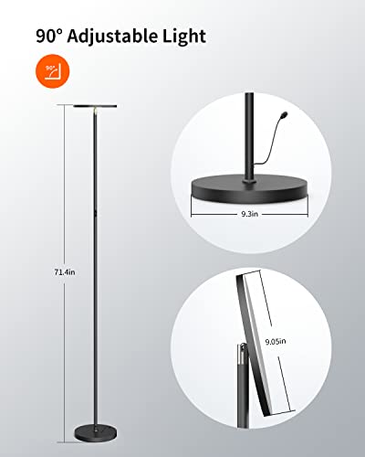 OYU LED Floor Lamp, LED Torchiere Floor Lamp, Lamp That Lights Up Whole Room, Bright Floor Lamp 30W/2500LM, 3000K-6500K with Night Light Mode & Touch Control, LED Floor Lamps for Living Room, Bedroom