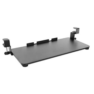 mount-it! clamp keyboard tray [26.4” x 11.8”] ergonomic sliding under desk keyboard and mouse platform, retractable undermount drawer, easy to assemble with no screws or scratches (black)