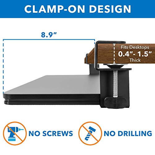 MOUNT-IT! Clamp Keyboard Tray [26.4” x 11.8”] Ergonomic Sliding Under Desk Keyboard and Mouse Platform, Retractable Undermount Drawer, Easy to Assemble with No Screws or Scratches (Black)